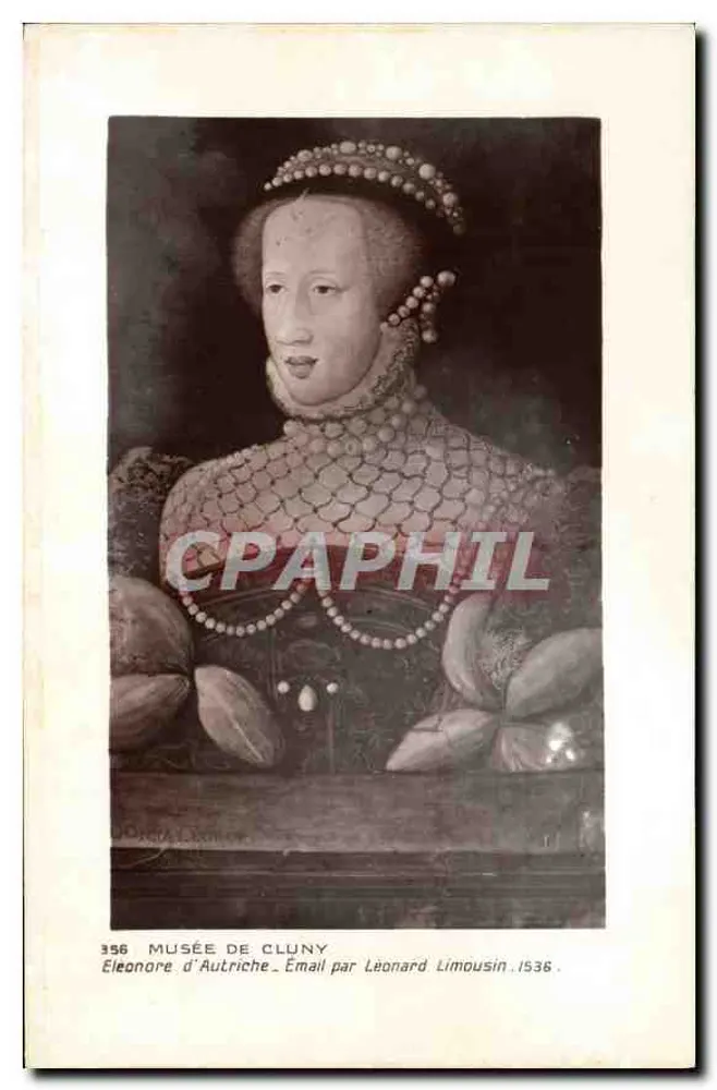 Éléonore von Österreich — Emaille-Porträt — Musée de Cluny, Werk von Leonard Limousin, 1536 - Vorderseite