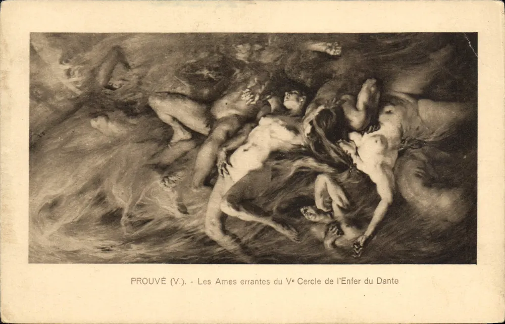 Die wandelnden Seelen des fünften Kreises der Hölle aus Dante — Prouvé (V.) - Vorderseite