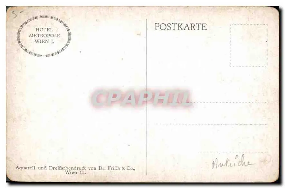 Hôtel Métropole, Vienne — Hall des fêtes — éditeur Dr. Frisch & Co., Wien III - Rückseite