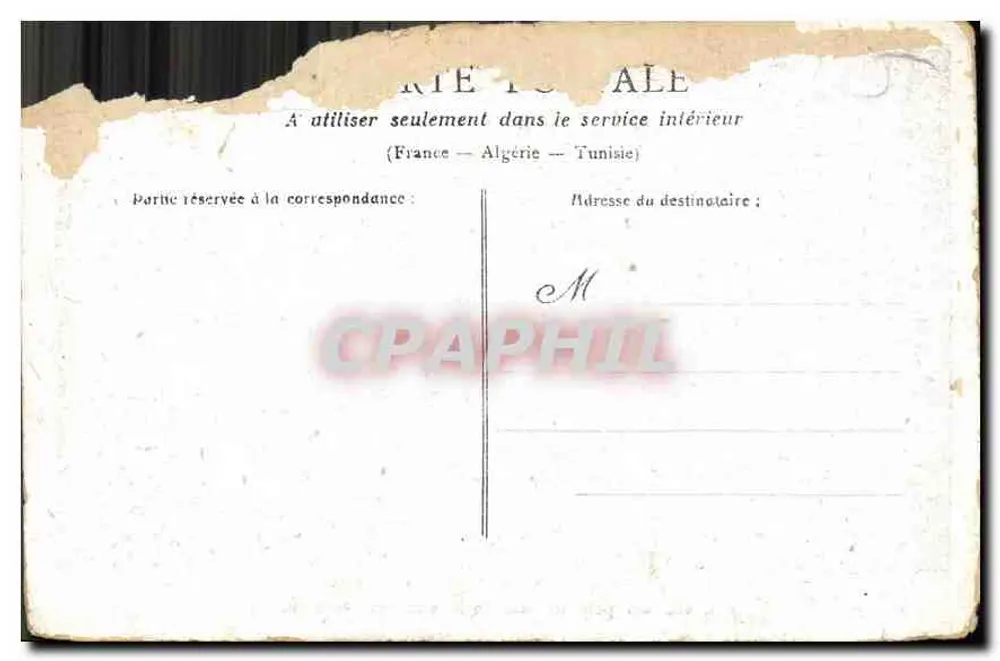 Frau in einem Rüschenkleid und Hut — Blumenstrauß — interne Karte für Korrespondenz (Frankreich-Algerien-Tunesien) - Rückseite