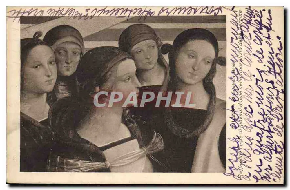 Vier Damen — Detail der Freske von Raphael — unbekannter Verleger - Vorderseite