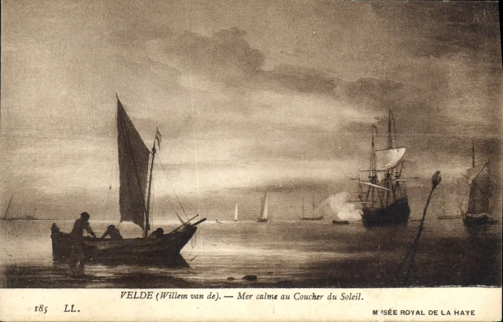 Ruhige See bei Sonnenuntergang — Willem van de Velde — Königliches Museum zu Den Haag - Vorderseite
