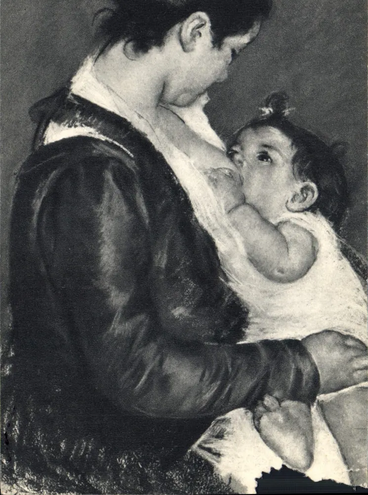 Mãe amamentando seu filho — Coleção de Madame d'Alayer de Costemore — editada pelo Comitê Nacional da Criança em 1953 - Frente