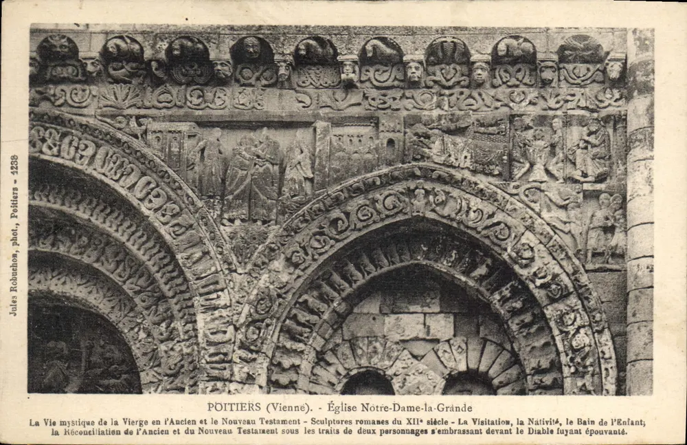 Poitiers (Vienne) — Kirche Notre-Dame-la-Grande — Romanische Skulpturen des 12. Jahrhunderts - Vorderseite