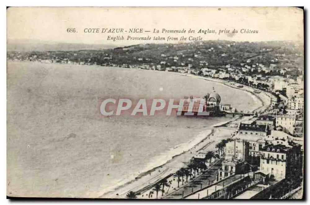 Côte d'Azur - Nice — Blick auf die Promenade des Anglais vom Schloss aus - Vorderseite
