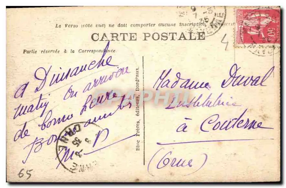 Pagnères-de-Bigorre — Wasserfall Gavet — Bloc Frères, Verleger, Bordeaux - Rückseite