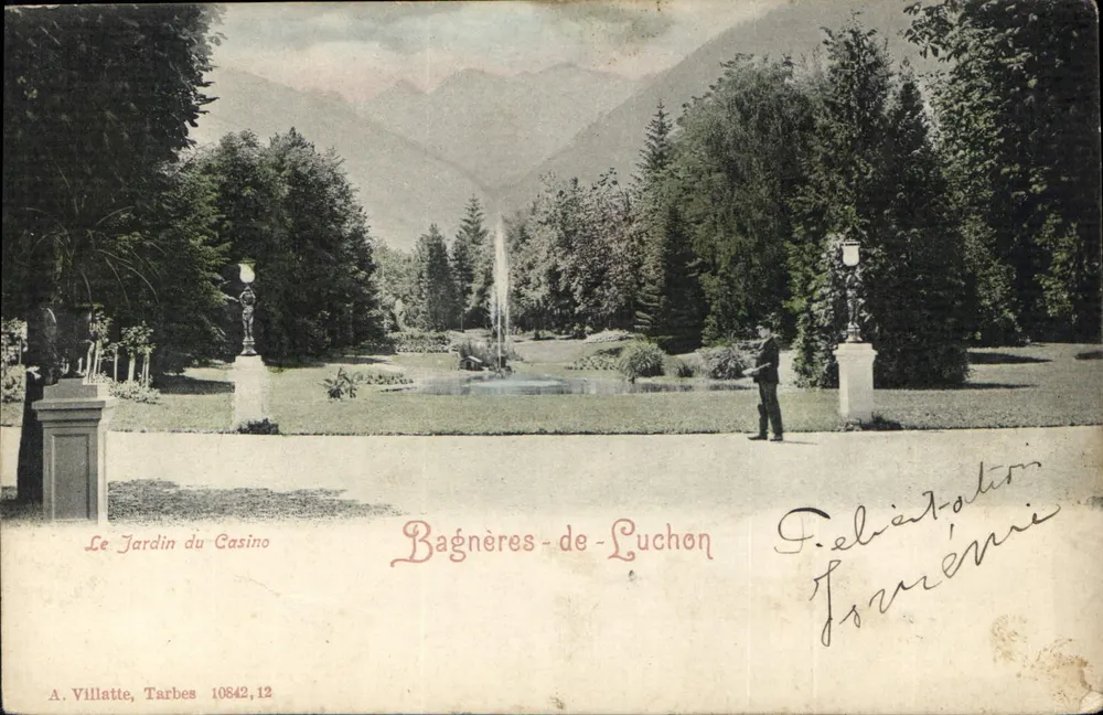 Der Garten des Casinos — Bagneres-de-Luchon — A. Villatte, Tarbes, n° 10642,12 - Vorderseite