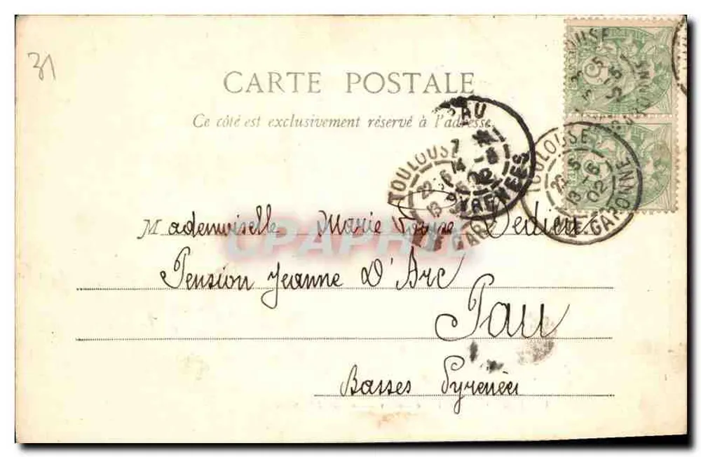 Toulouse - Tour du Lycée & Les Jacobine — B. Lalonde, Toulouse, n° 3 - Rückseite