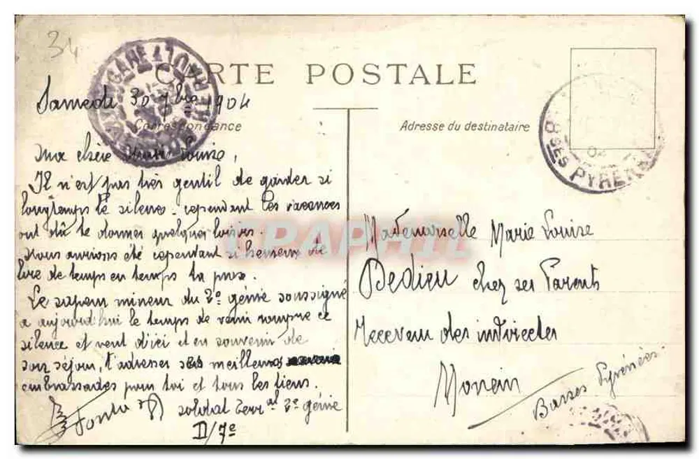 Montpellier — Entrada do Peyrou — editor Sonville-Galerie, n°12 - Verso