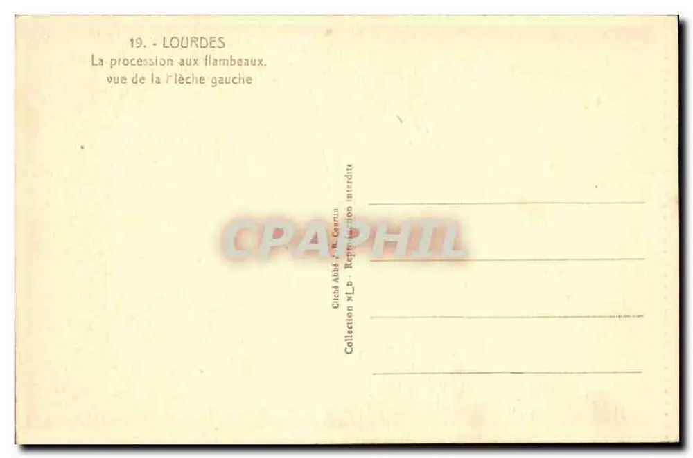 Lourdes — Die Fackelprozession, Aufnahme von der linken Spitze — Collection Ablé / P. Garnin - Rückseite