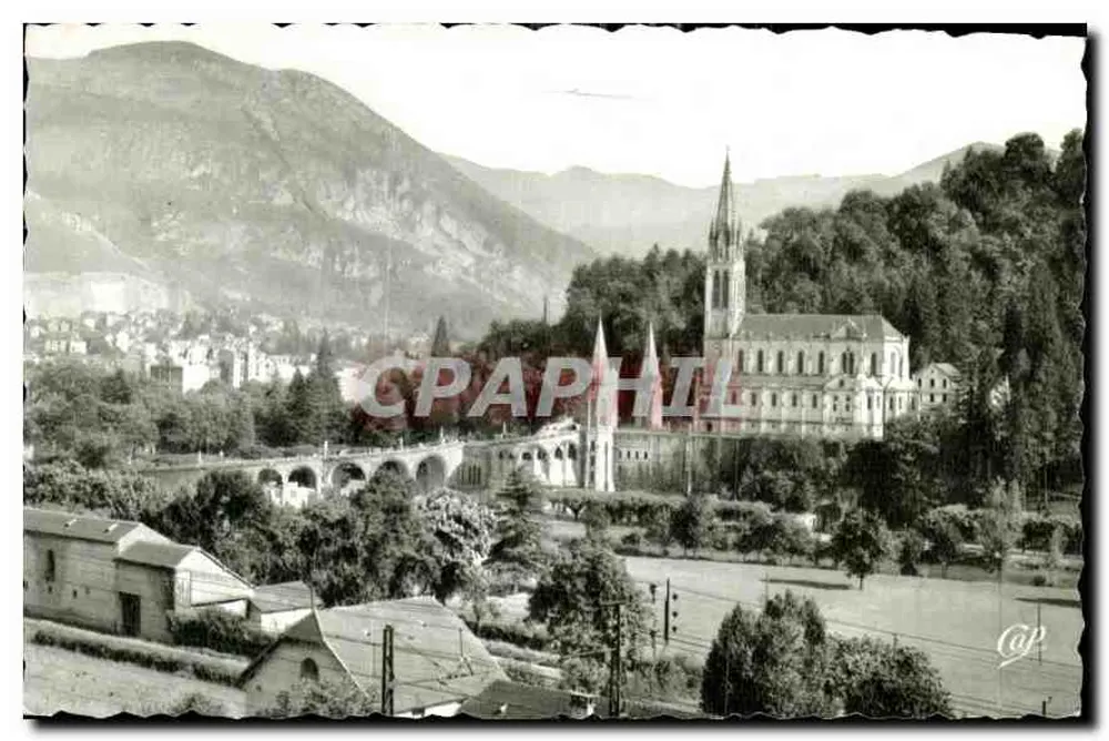 A Basílica e o Pic du Jer — Lourdes — editor: Cie des Arts Photomécaniques - Frente