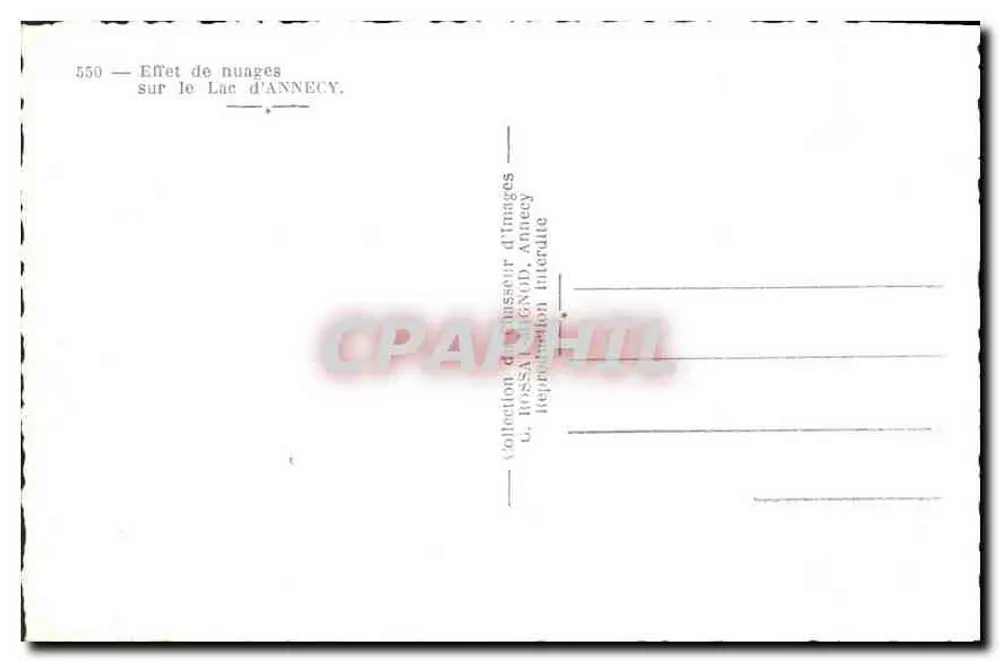 Lago de Annecy — Efeito de nuvens — G. ROSSAIGENOD, Annecy, n° 550 - Verso