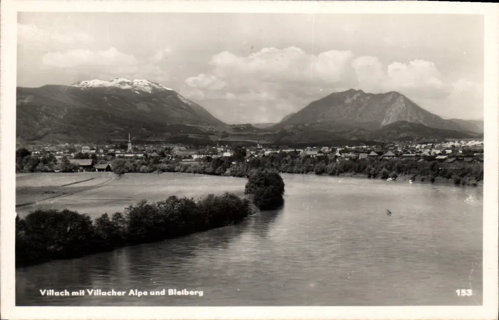 Villach mit Villacher Alpe und Bleiberg — 153 — Verlag Theodor Stein, Villach - Vorderseite