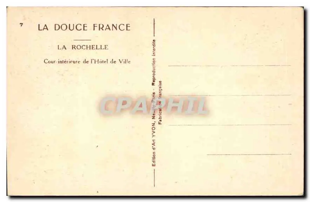 La Rochelle — Innenhof des Rathauses — Édition d'Art YVON, Paris - Rückseite