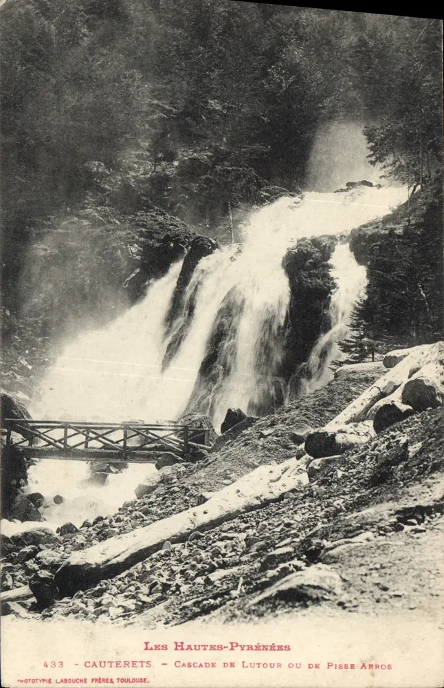 Les Hautes-Pyrénées — Cascade de Lutour oder de Pisse-Arros — Phototypie Labouche Frères, Toulouse, n°433 - Vorderseite