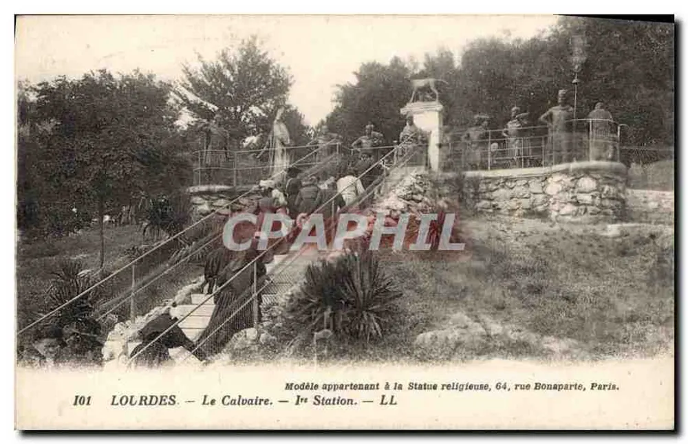 Lourdes — O Calvário — 1ª Estação — LL — Modelo pertencente à Estátua Religiosa, 64, rue Bonaparte, Paris - Frente