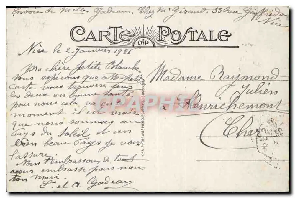 Nice — Das Palais der Mole und die Gärten des Königs Albert I. — Verlag CAP, Nr. 214 - Rückseite