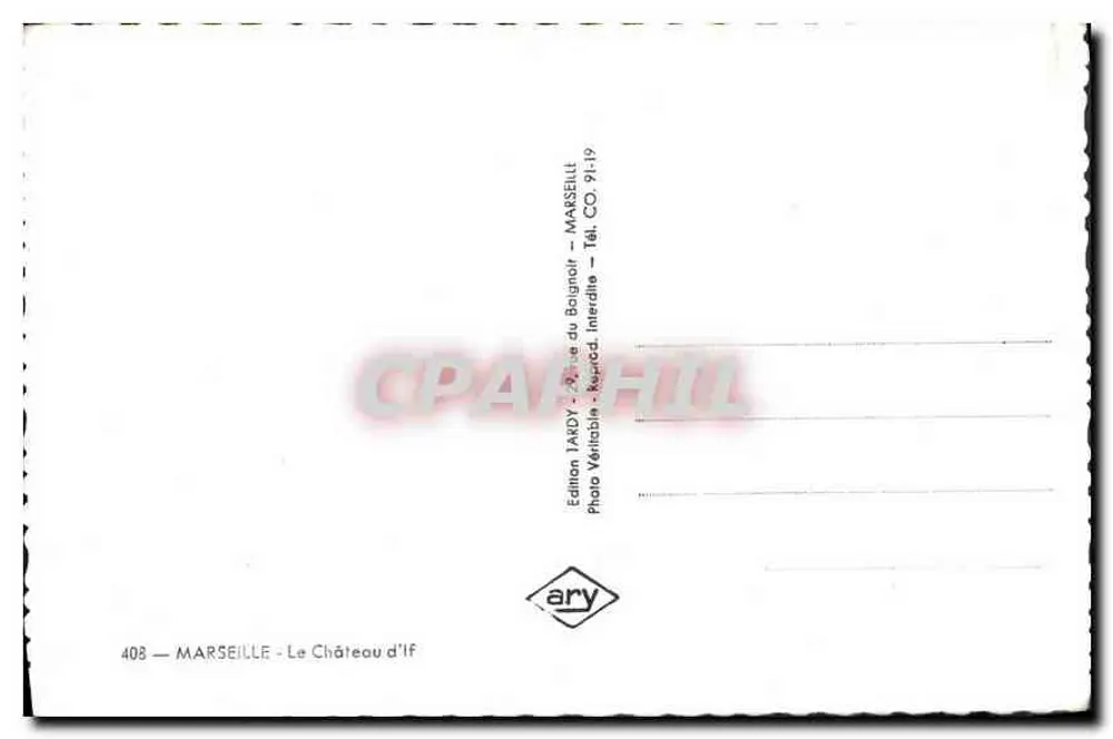 O Castelo de If — Marselha — Edição JANDY - Verso