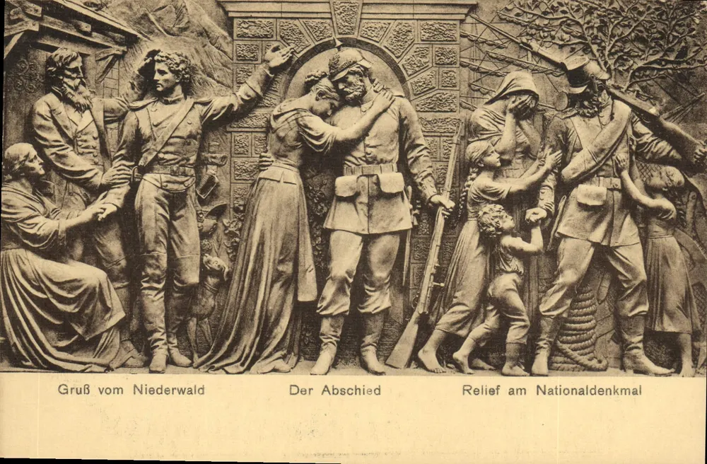 Relief des Nationaldenkmals — Gruß vom Niederwald / Der Abschied — Verlag K.S.M. n°213 - Vorderseite