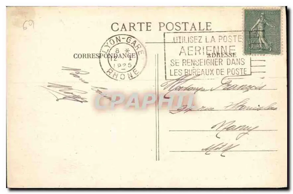 LYON — Place Carnot — Perrache Bahnhof und Hotel Terminus — E.R. - Rückseite
