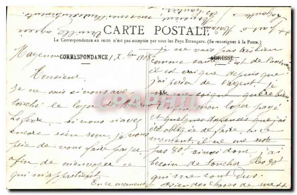 Environs de Laval — Abadia de Clermont — editor não identificado, número de série não visível - Verso