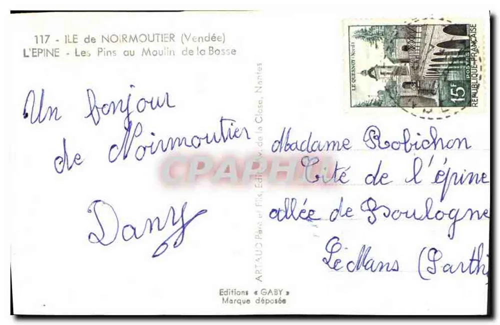 Die Kiefern am Moulin de la Bosse — Île de Noirmoutier (Vendée) — Editions Gaby, n°117 - Rückseite