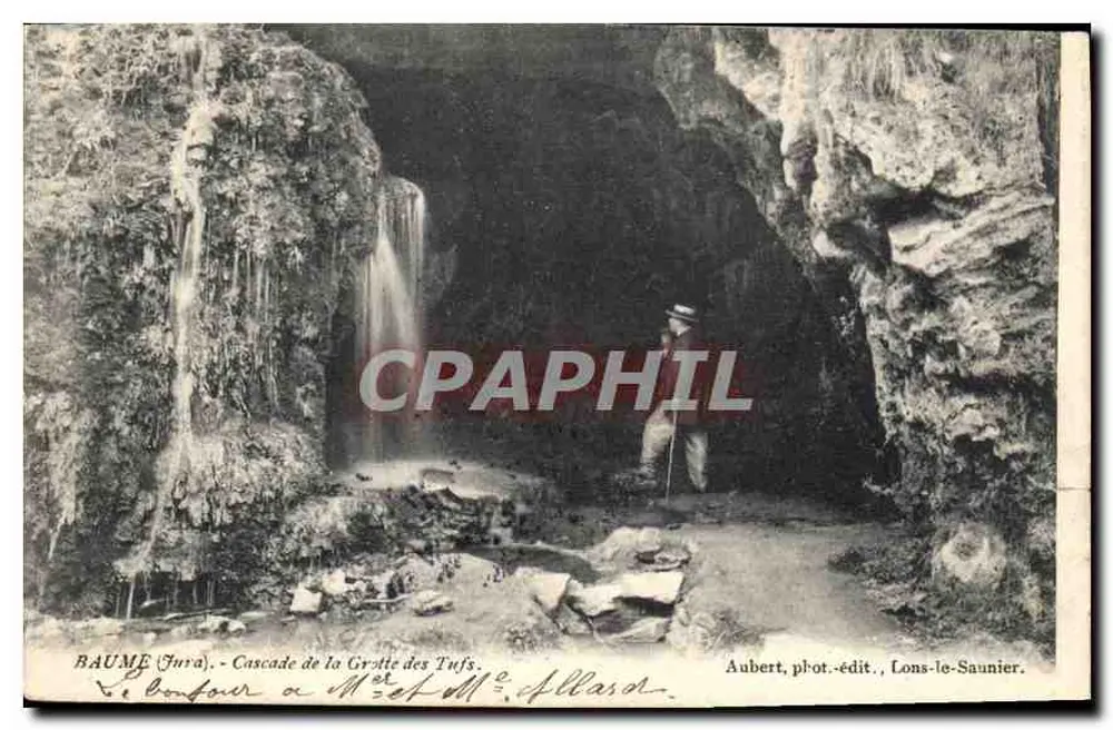 Baume (Jura) - Wasserfall der Grotte des Tufs — Aubert, phot.-édit., Lons-le-Saunier - Vorderseite