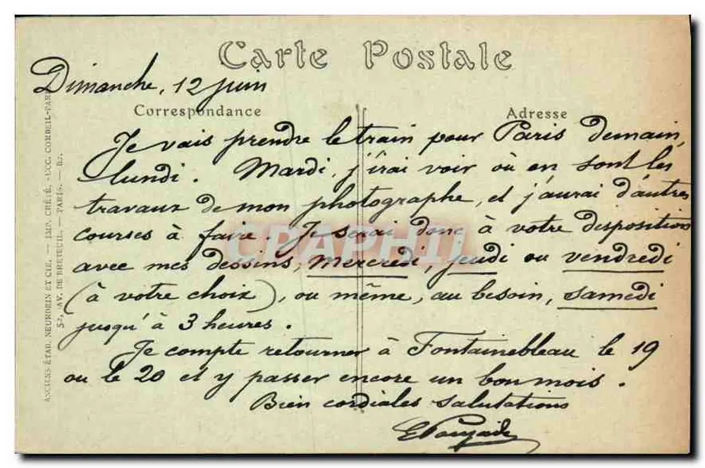 Wald von Fontainebleau — Der Bouquet des Adlerhorsts — JND Phot. - Rückseite