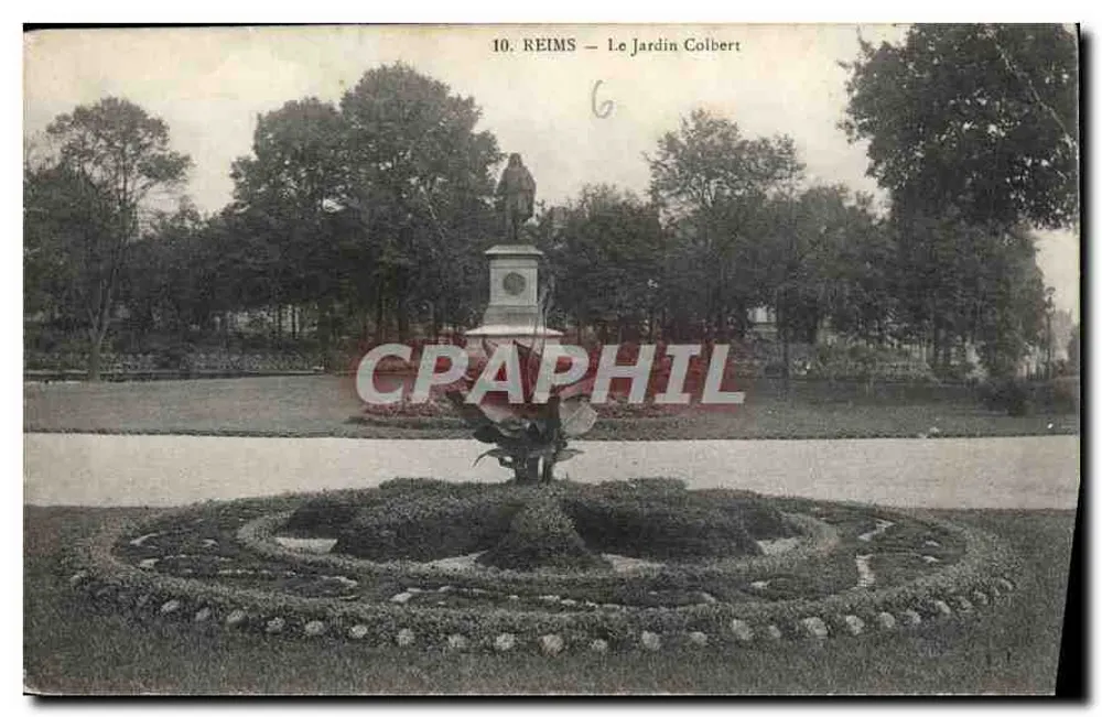 Reims — O Jardim Colbert — Bilhete postal moderno n°10 - Frente
