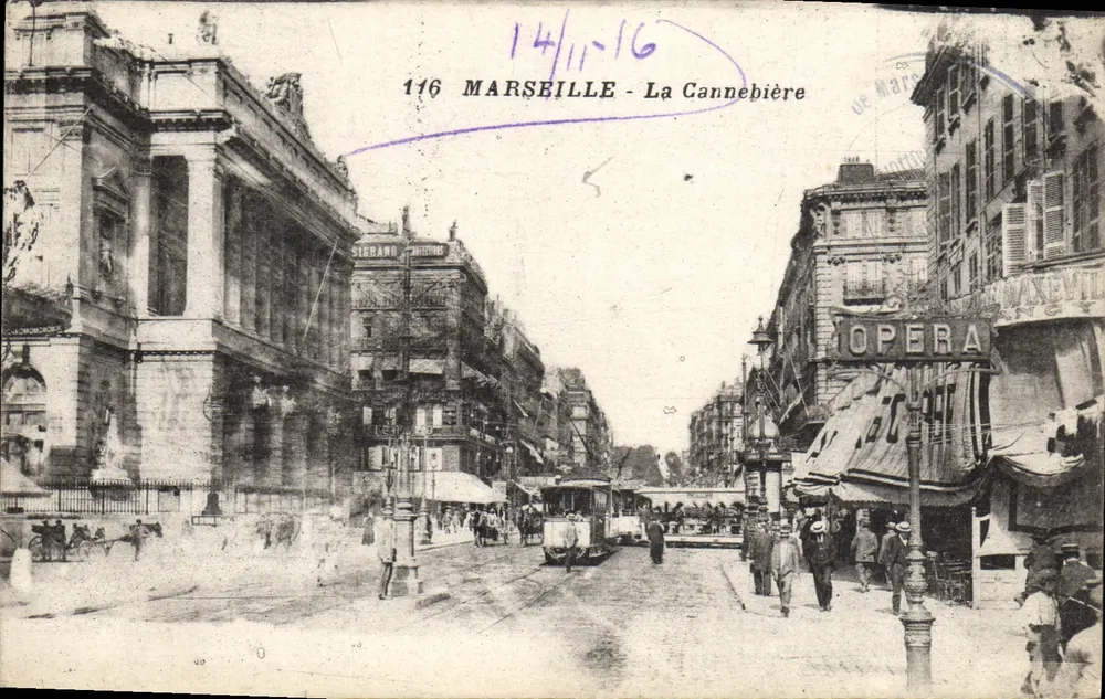 Marselha - La Cannebière — vista da Ópera e da rua — editor Ségarand, n° 116 - Frente