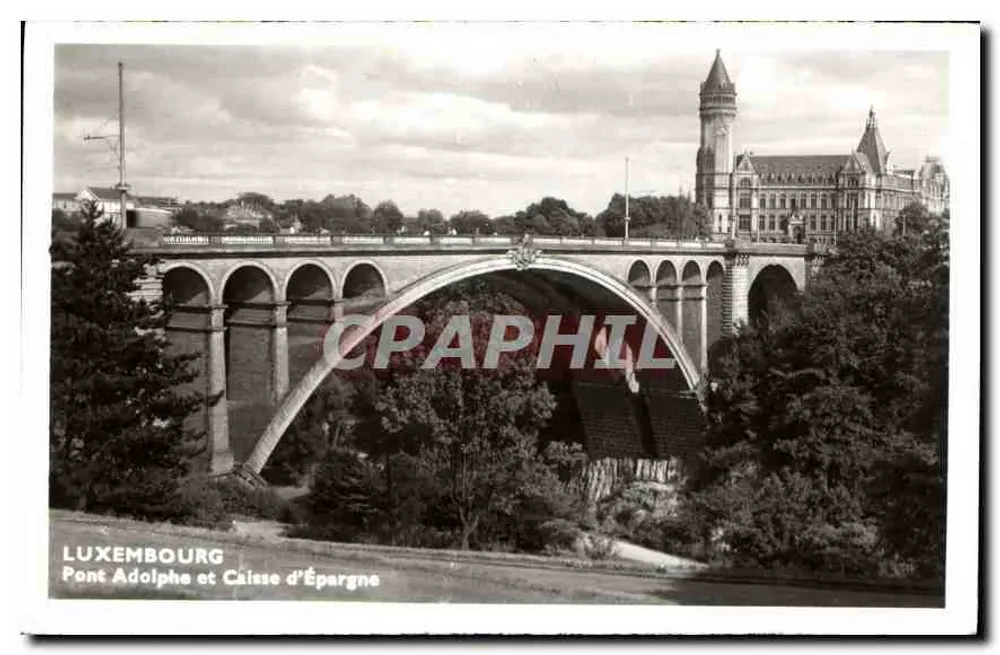 Luxemburg — Brücke Adolphe und Sparkasse — Verlag Nica Silbermann - Vorderseite
