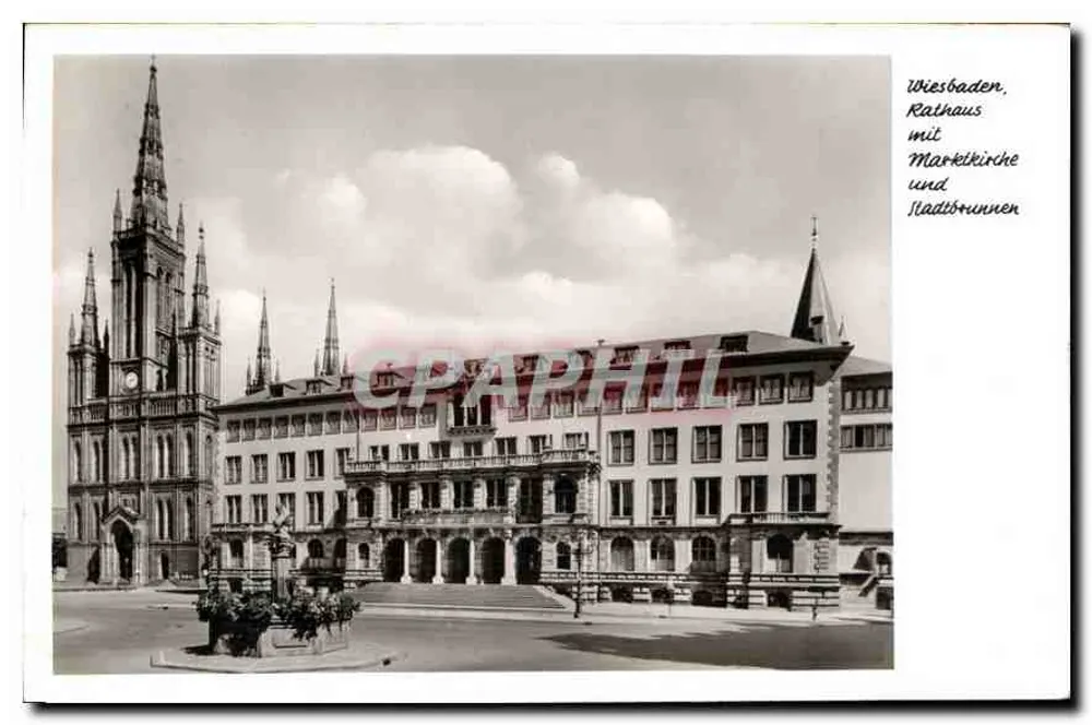 Wiesbaden, Rathaus com Marktkirche e Stadtbrennen - Frente