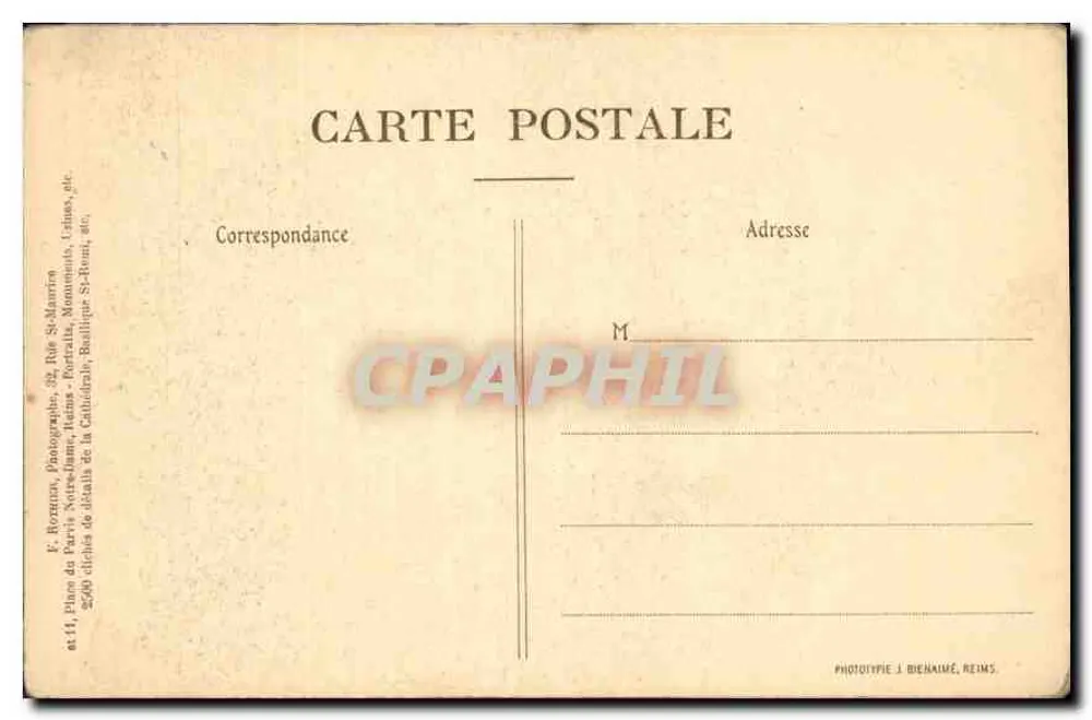 Gargalhas — Grupo da Catedral — F. Biennais, Fotógrafo, Reims - Verso