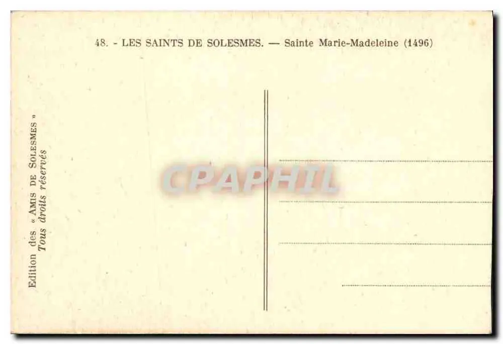 Sainte Marie-Madeleine — Sainte Marie-Madeleine (1496) — Ausgabe der « Amis de Solesmes » - Rückseite
