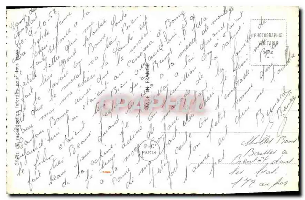 Soldat et femme — scène affectueuse — PC AIRE 6646 - Verso