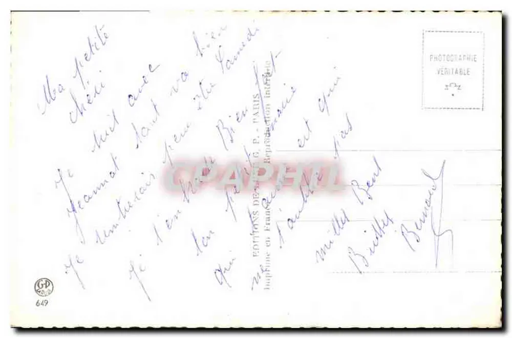 Corações Enlaçados — Fotografia Real, Ed. Fortins & Cie, Paris, n°649 - Verso