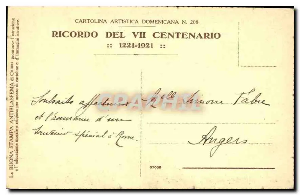 Saint Domenico — 1170-1221 — A. Franchi 1902, n° 208 - Rückseite