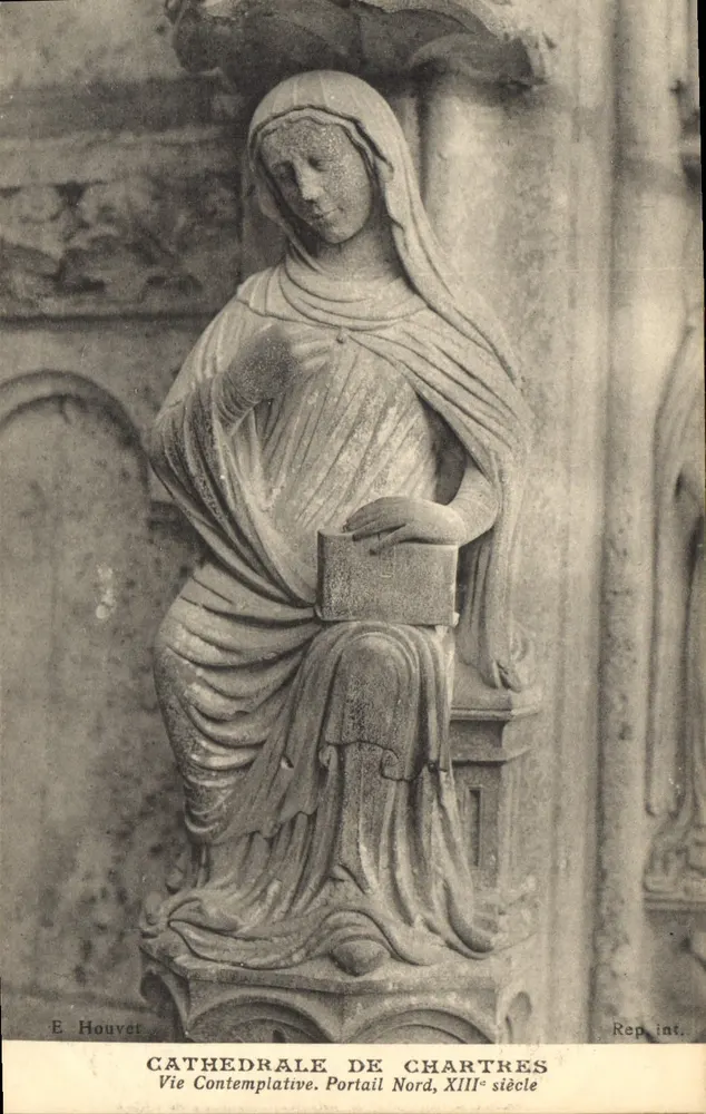 Statue der contemplativen Lebensweise — Kathedrale von Chartres — Nordportal, 13. Jahrhundert — E. Houvet - Vorderseite