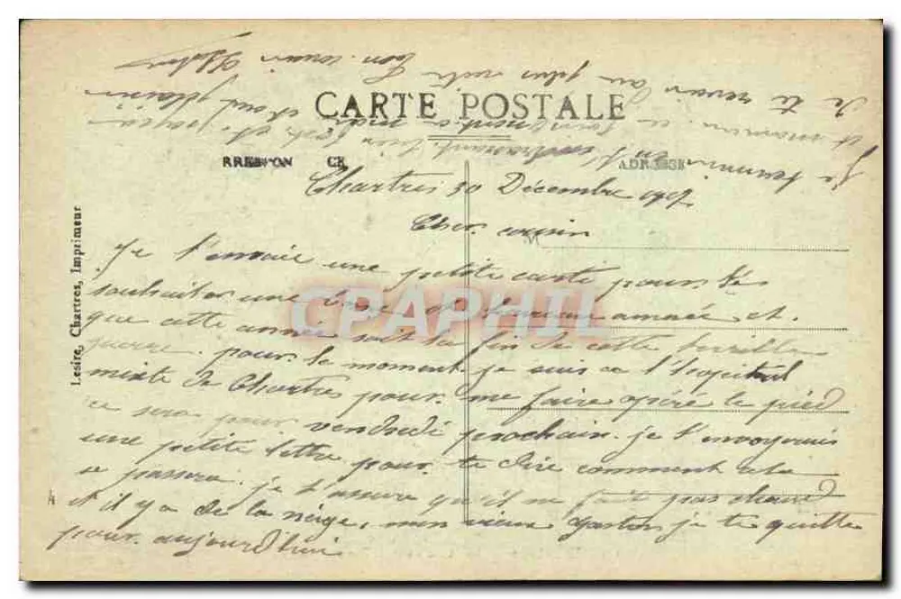Chartres — O Monumento de Pasteur — L. V. - Verso