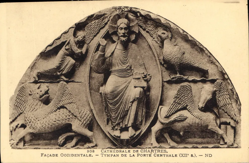 Chartreser Kathedrale — Tympan der Westfassade (12. Jahrhundert) — ND - Vorderseite