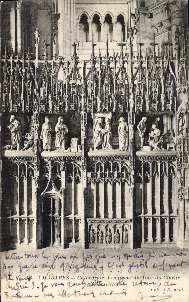 Chartres — Cathédrale. Fragment du Tour du Chœur — éditeur A.D. pkot. - Frente
