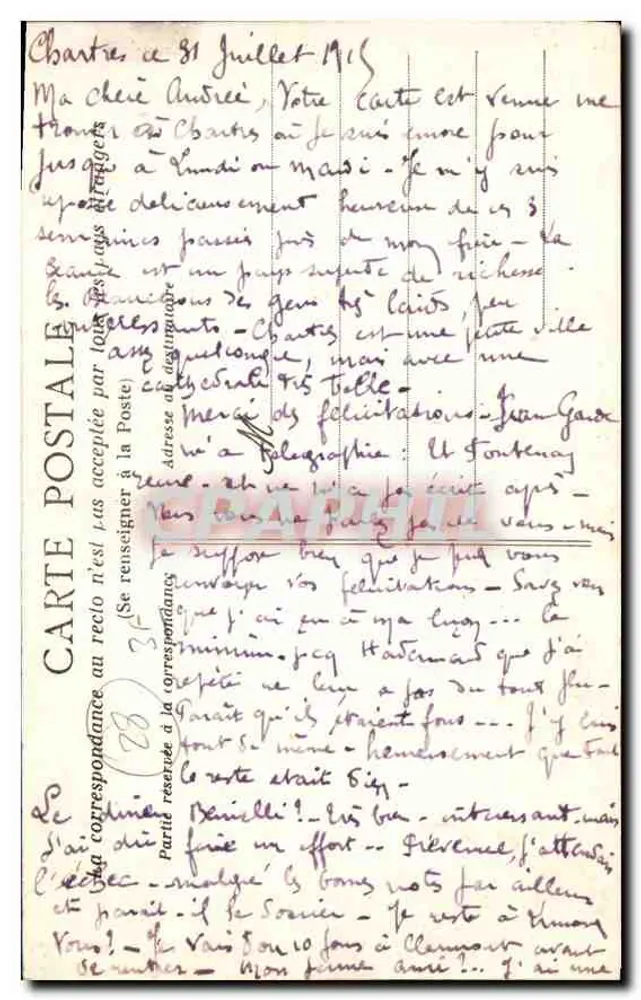 Chartres — Cathédrale. Fragment du Tour du Chœur — éditeur A.D. pkot. - Verso