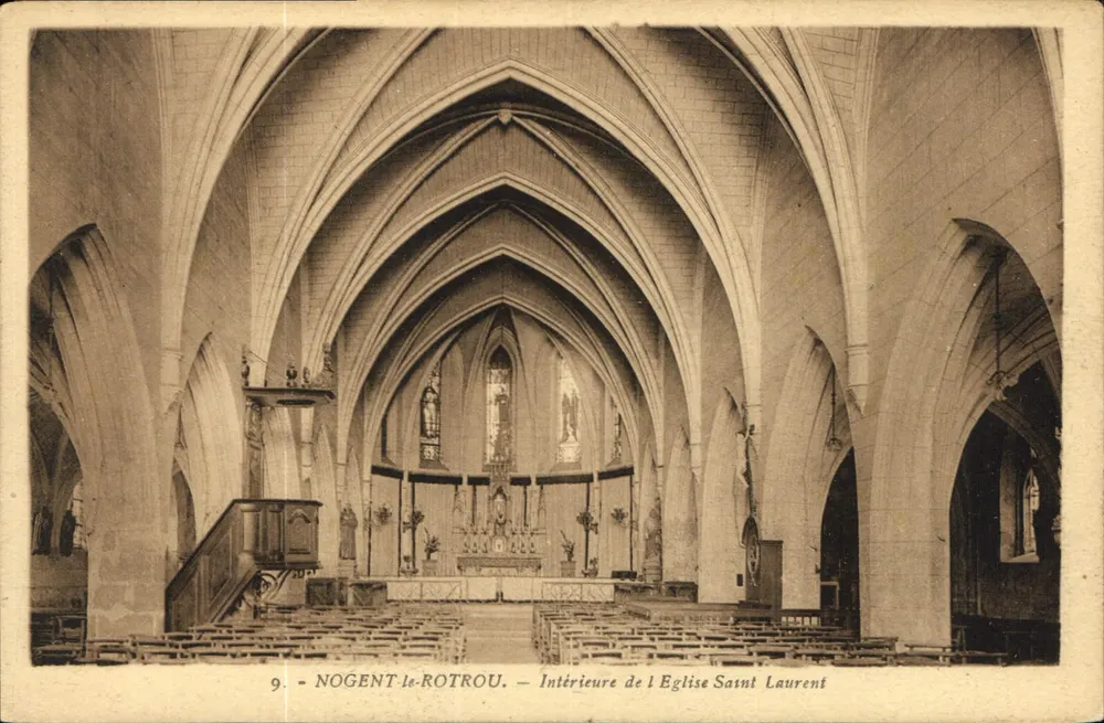 Nogent-le-Rotrou — Innenansicht der Kirche Saint Laurent — Edition La Cigogne - Vorderseite
