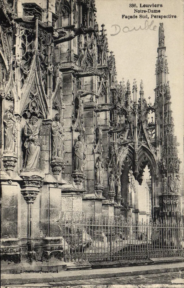 Nossa Senhora de Louviers — Fachada Sul, Perspectiva — Éd. P. Darbier, Louviers, n°388 - Frente