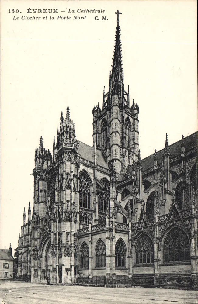 Évreux — Die Kathedrale — Der Turm und die Nordtür — C.M. n°140 - Vorderseite