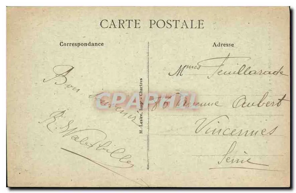 Chartres - Catedral - Rue du Bourg — editor: R. Malbille, n° 149 - Verso