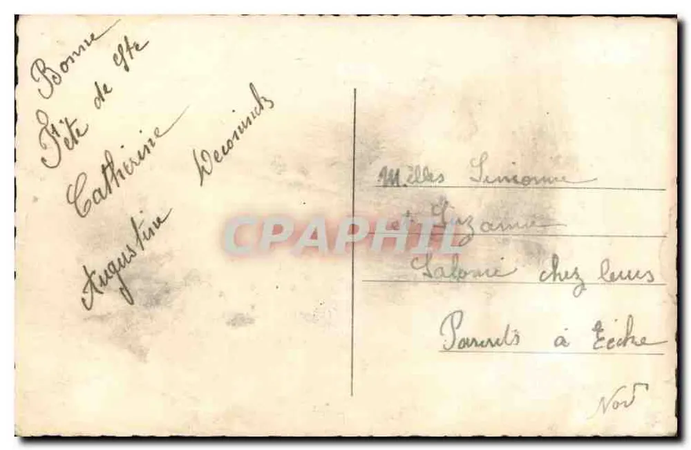 Couple en tenue d'époque — scène de couronnement de roses — éditeur non visible - Verso