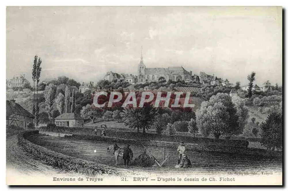 Ervy — Nach dem Zeichnung von Ch. Fichot — Verlag: Ch. Fichot, Troyes - Vorderseite