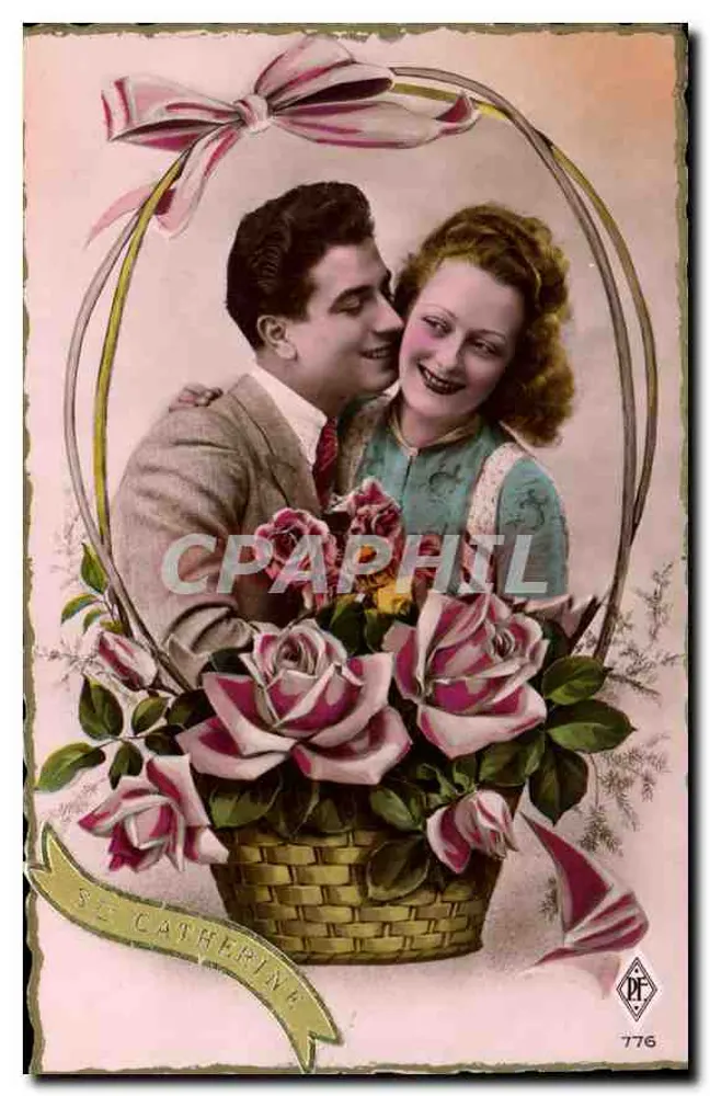 Santa Catarina — Casal em um cesto de rosas — P.F. 776 - Frente