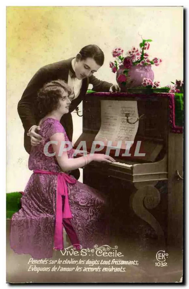 Pianist und Tänzer — romantische Szene — CEK° 1032 - Vorderseite